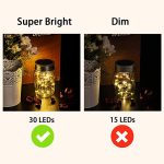 Solpex Solar Mason Jar Lights 30 LEDs, 6 Pack Fairy Hanging Solar Outdoor String Lights with Jars and Hangers, Waterproof Decorative Fairy Solar Lantern Lights for Garden Balcony Patio- Warm White - Image 5